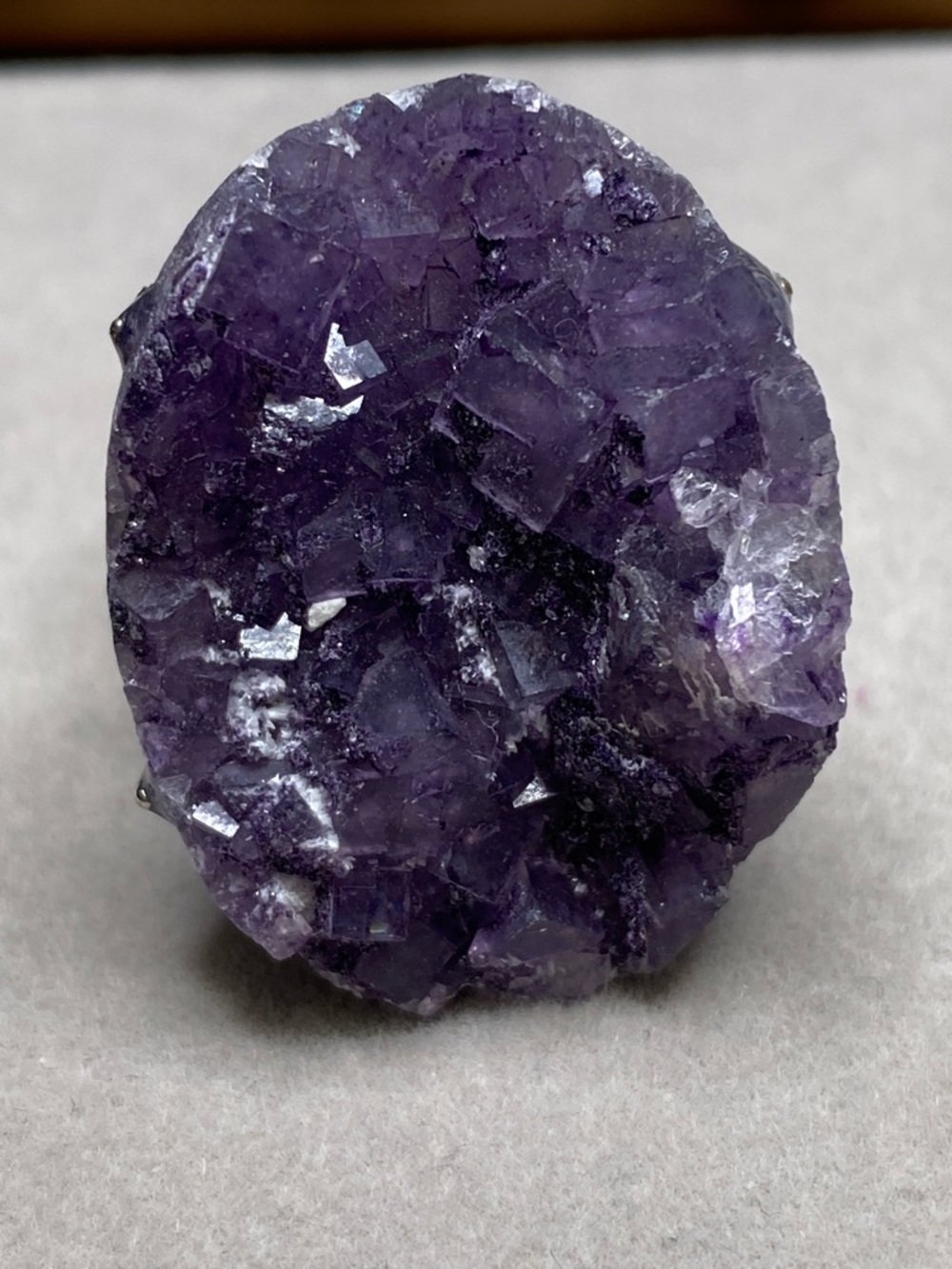 Purple Fluorite Crystal Cluster Ring • Deep Violet Stone • Geometric Statement - Picture 4 of 9